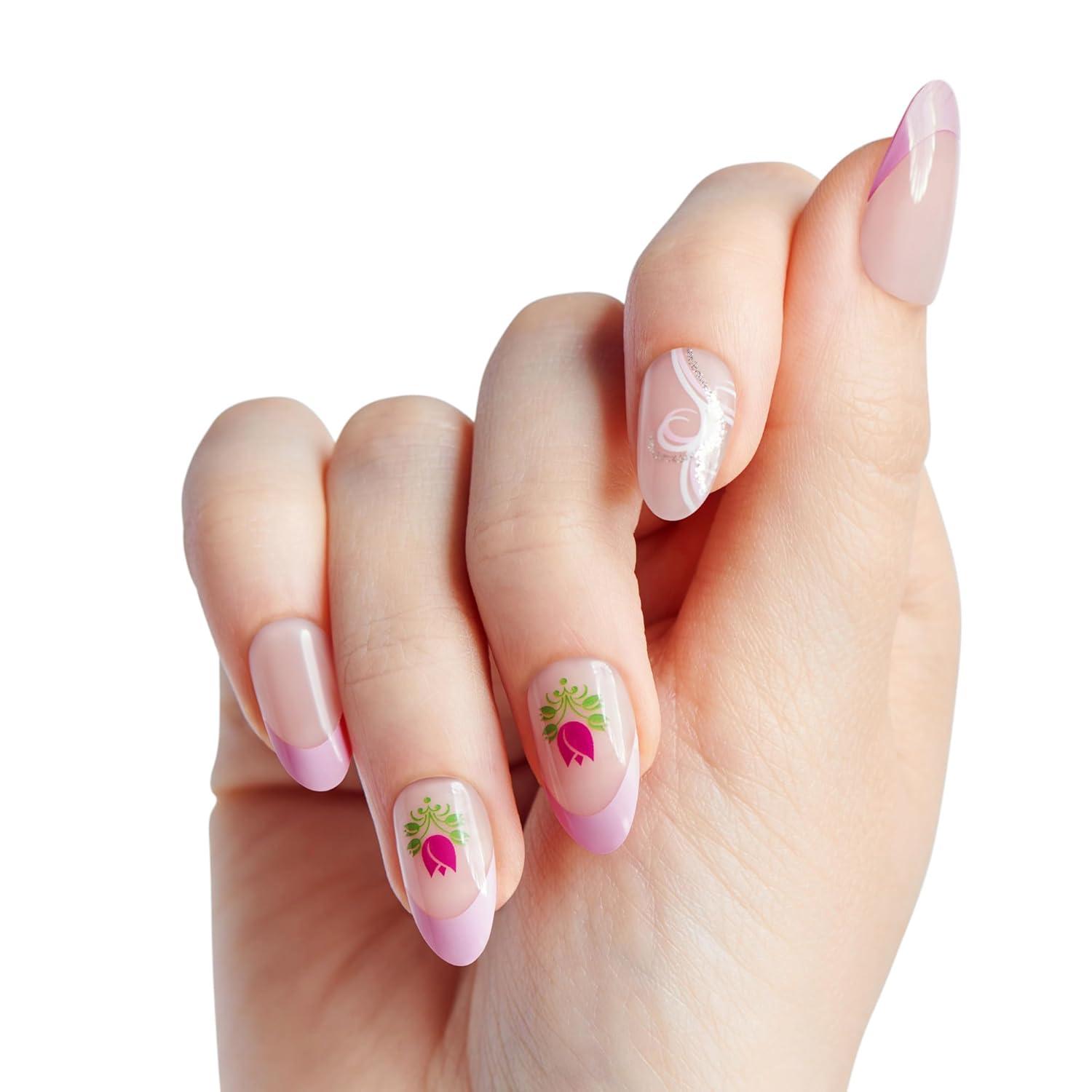 imageWICKED X imPRESS Press On Nails New Improved Adhesive Up To 10 Day Hold Beautifical White Medium Oval Includes 30 Fake Nails 1 Prep Pad 1 Manicure Stick 1 Mini FileTulip Harvest