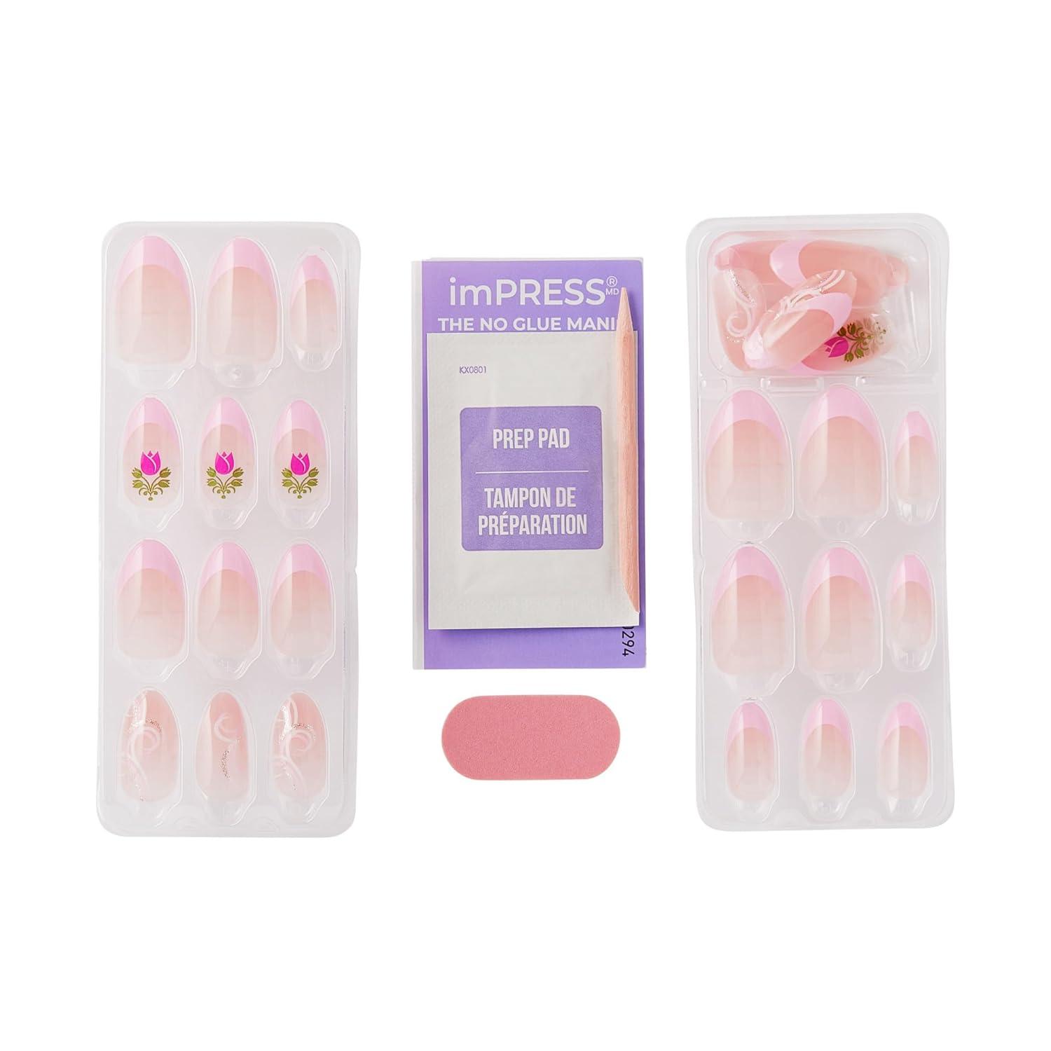 imageWICKED X imPRESS Press On Nails New Improved Adhesive Up To 10 Day Hold Beautifical White Medium Oval Includes 30 Fake Nails 1 Prep Pad 1 Manicure Stick 1 Mini FileTulip Harvest