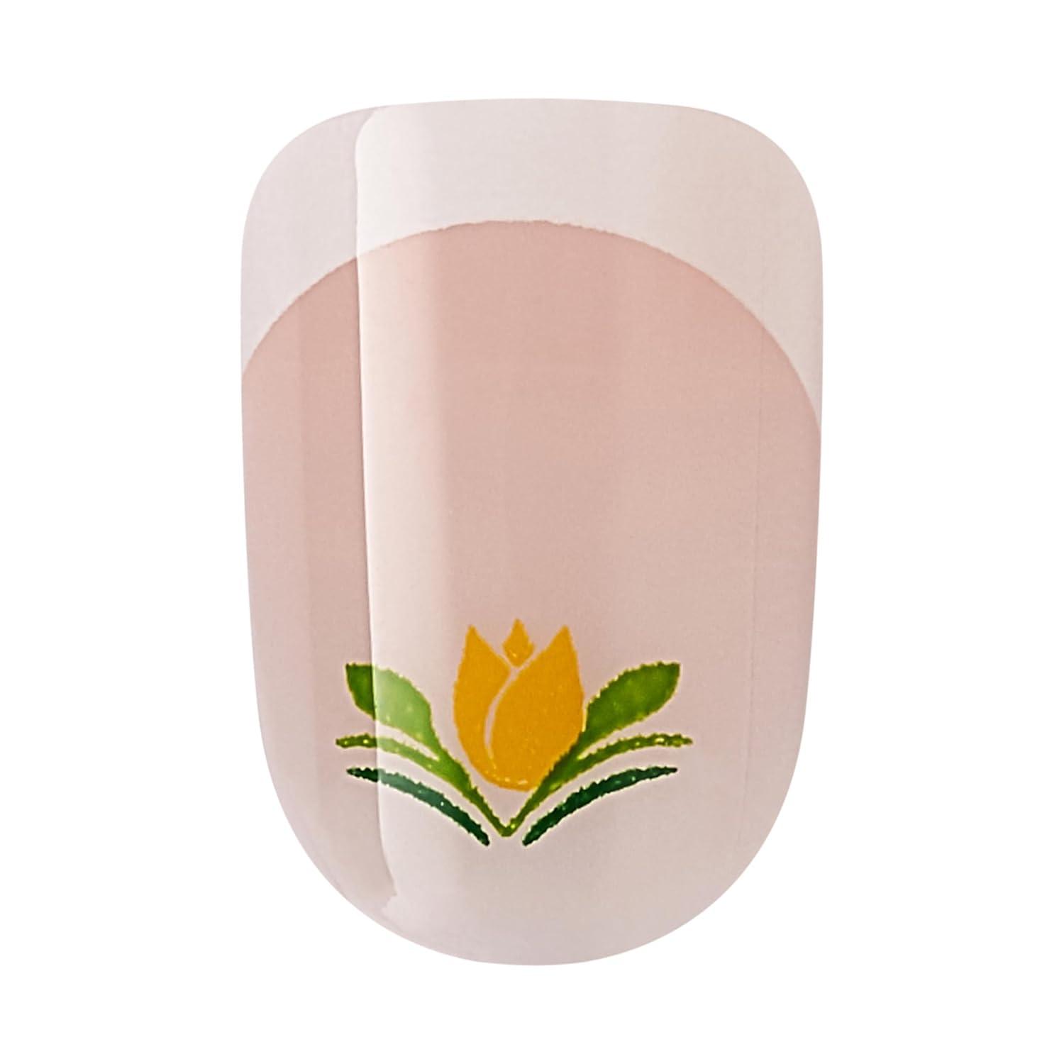 imageWICKED X imPRESS Press On Nails New Improved Adhesive Up To 10 Day Hold Beautifical White Medium Oval Includes 30 Fake Nails 1 Prep Pad 1 Manicure Stick 1 Mini FileRainbow of Blooms
