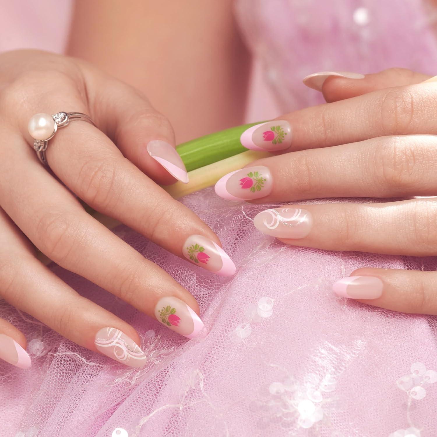imageWICKED X imPRESS Press On Nails New Improved Adhesive Up To 10 Day Hold Beautifical White Medium Oval Includes 30 Fake Nails 1 Prep Pad 1 Manicure Stick 1 Mini FileTulip Harvest