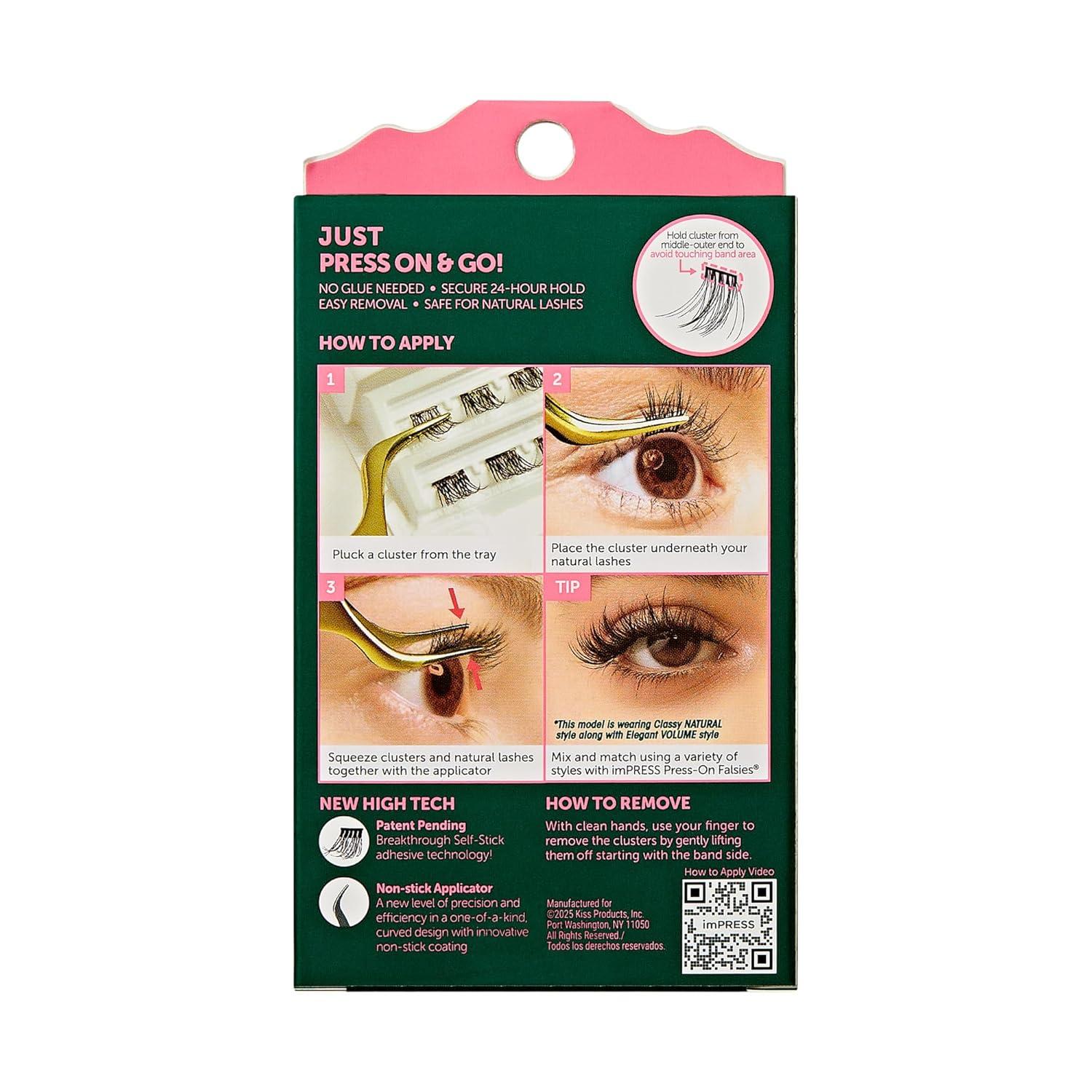 imageWICKED X imPRESS Press On Self Adhesive Eyelashes Welcome to OZ 8mm10mm Natural Volume Press On Lashes Pink Glitter No Glue Needed 12 Lash Clusters ampamp NonStick Mini ApplicatorMagic Unleashed
