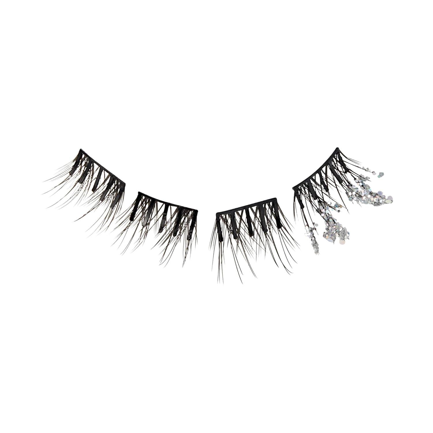 imageWICKED X imPRESS Press On Self Adhesive Eyelashes Wickedly Beautiful 12 Lash Clusters 8mm10mm Natural Volume Green Glitter Pink ampamp Green Mini Applicator8mm10mm Pack of 2