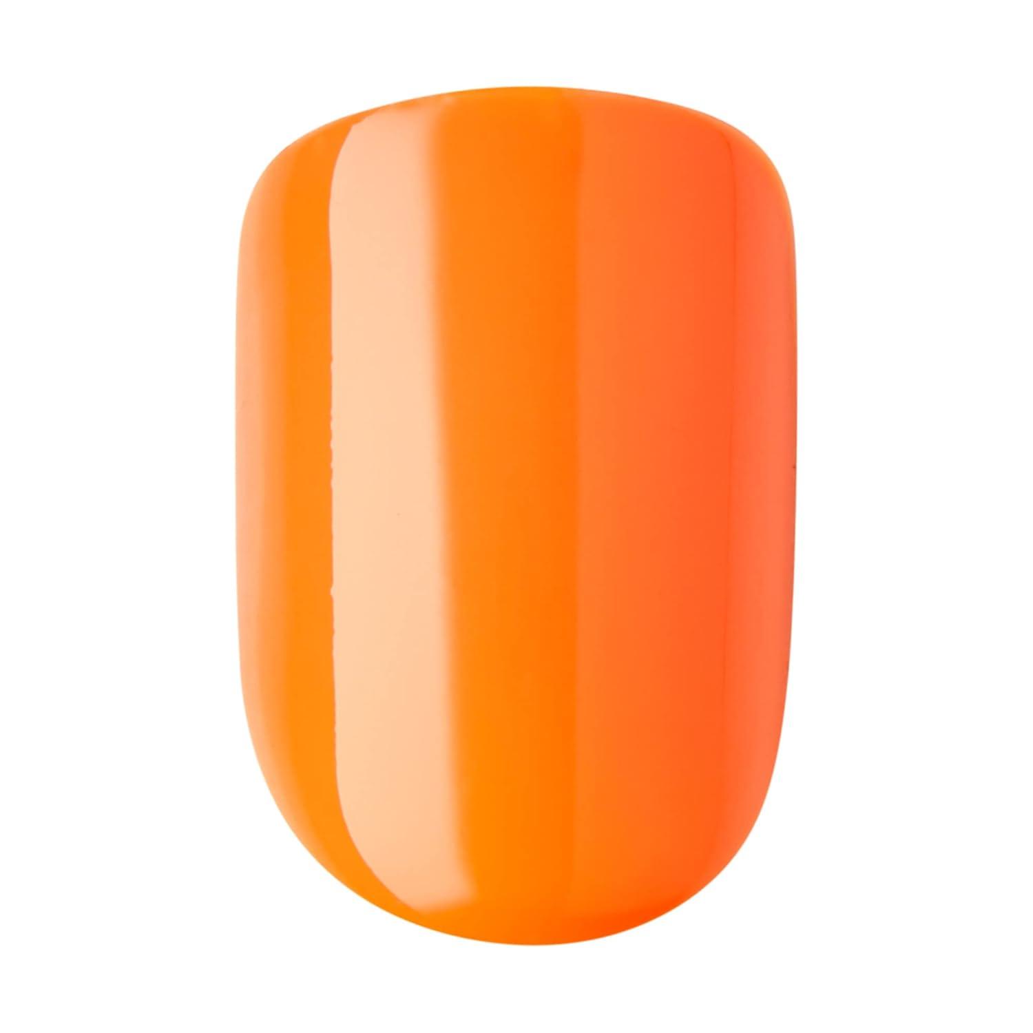 imageimPRESS Color Press On Nails Sweet Mango Solid Orange Short Squoval PureFit Technology Patented Super Hold Adhesive Chip Proof Smudge Proof Mini Nail File Manicure Stick ampamp 30 Fake Nails