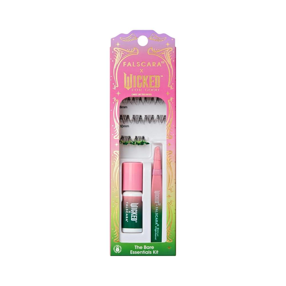 imageFALSCARA X WICKED FOR GOOD False Eyelashes Love Without Limits 8mm10mm Natural Volume Green Glitter Lash Extension Kit Includes Mini BOND Mini Applicator ampamp 10 Lash ClustersLove Without Limits