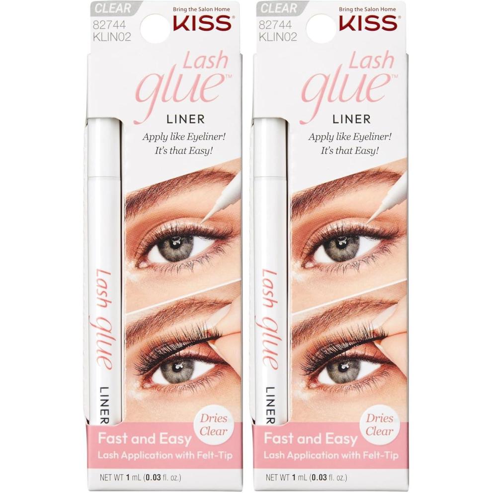imageKISS Clear Strip Lash Adhesive With Aloe Waterproof Formaldehyde and Latex Free Odor Free Cruelty Free Super Strong Hold Eyelash Glue with Brush Applicator 017 Oz002 Fl Oz Pack of 2