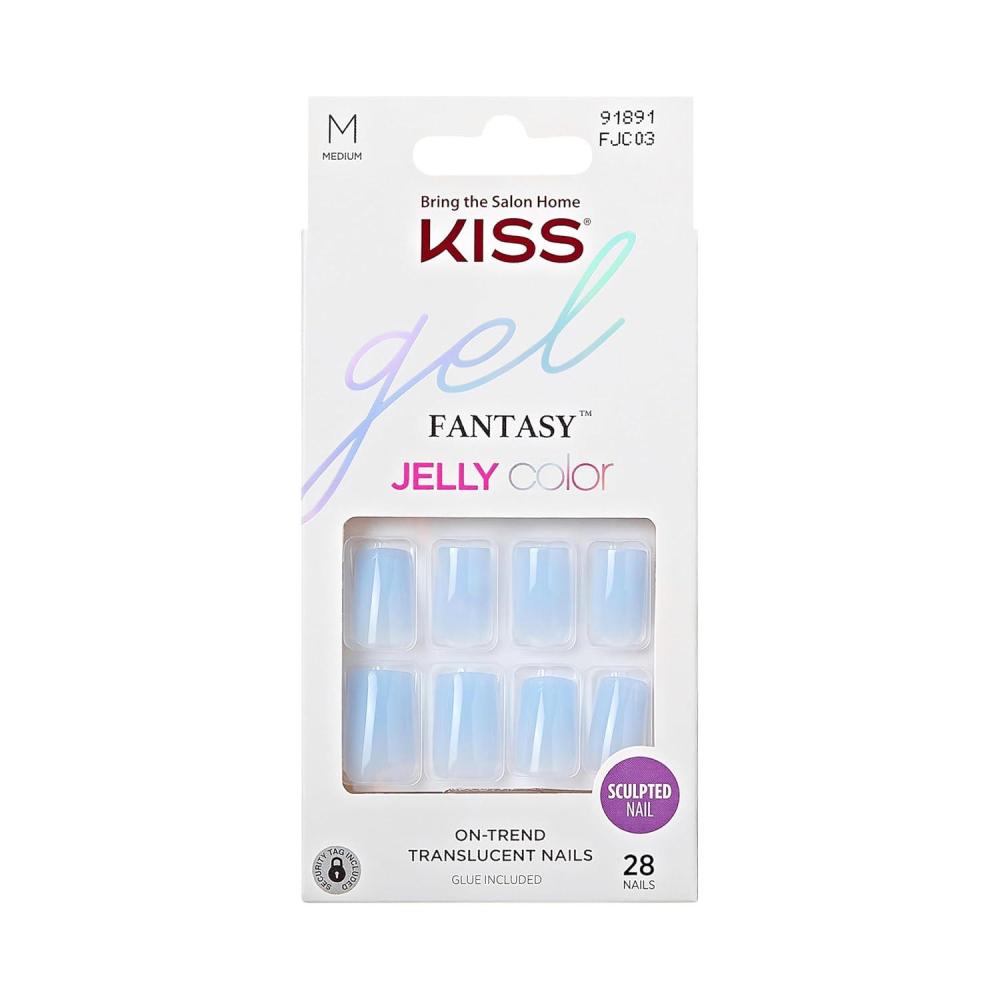imageKISS Gel Fantasy Press On Nails Nail glue included Quince Jelly Purple Medium Size Coffin Shape Includes 28 Nails 2g glue 1 Manicure Stick 1 Mini FileJelly Crushin