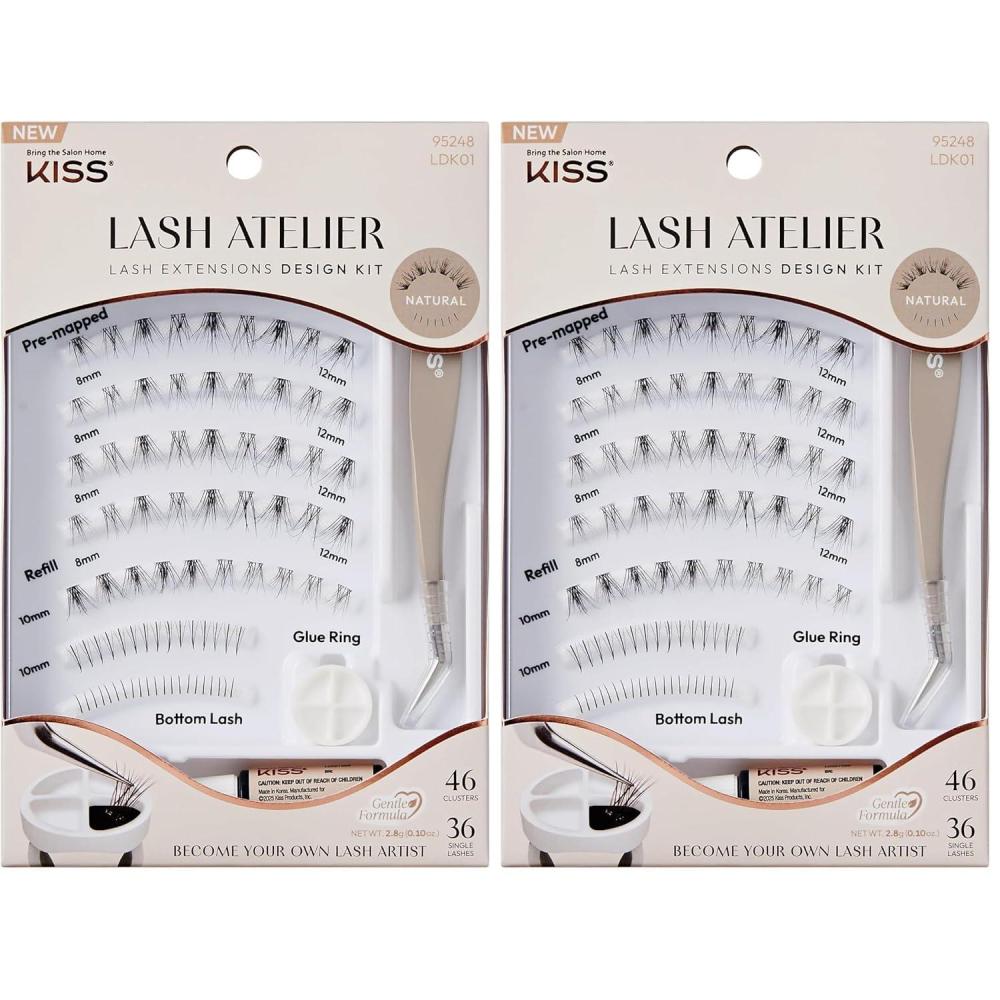 imageKISS Lash Atelier Professional Lash Extension Kit Anime PreMapped False Eyelashes 46 Lash Clusters ampamp 36 Individual Lashes Last For Up To 7 Days Glue Ring Applicator12mm14mm Pack of 2