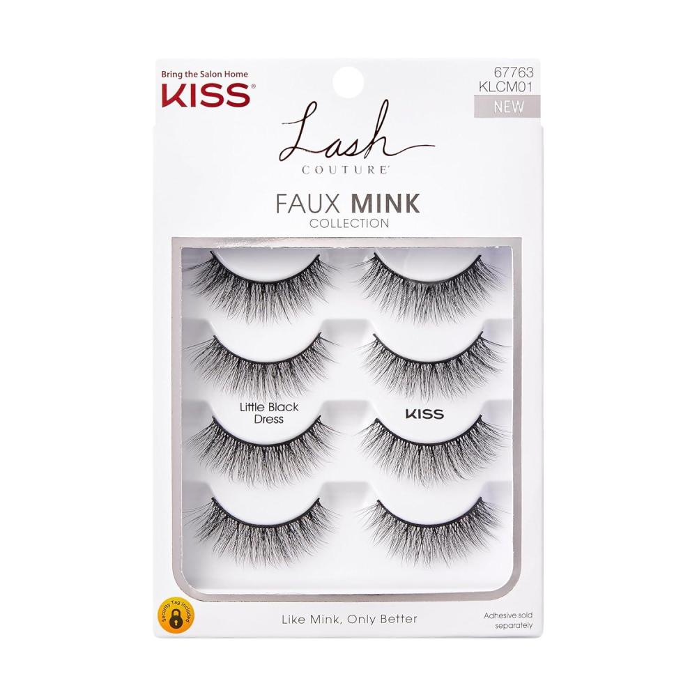 imageKISS Lash Couture Faux Mink False Eyelashes Multipack Jubilee 10mm Multiple Lengths Reusable Cruelty Free Vegan Exclusive KnotFree Lash Band 4 PairsLittle Black Dress Multi Pack
