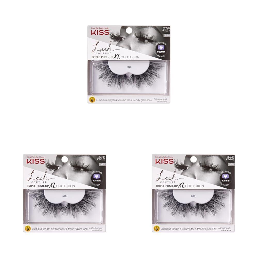 imageKISS Lash Couture Triple Push Up XL Collection False Eyelashes 3D Volume in Extra Long Length with Triple Design Technology CrueltyFree and Reusable Style Slip 1 Pair Fake Eyelashes1 Count Pack of 3