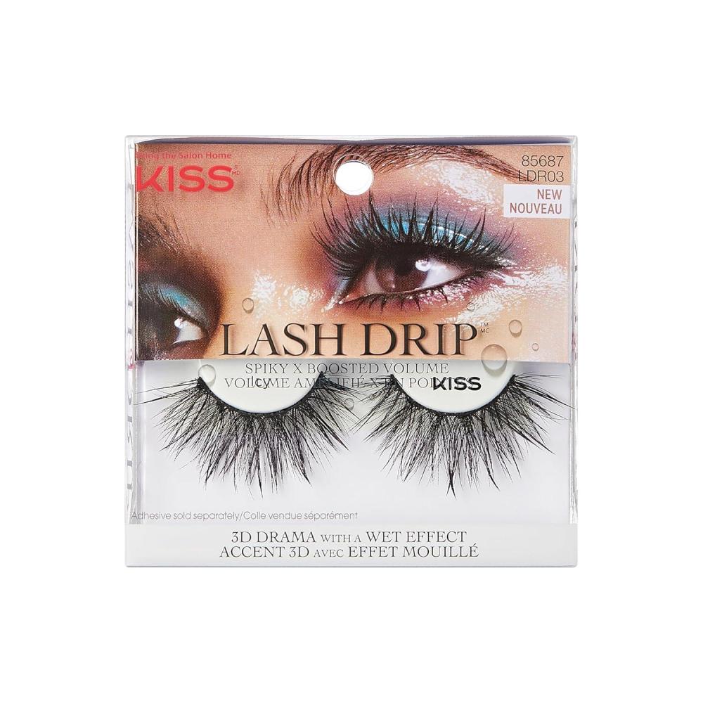 imageKISS Lash Drip False Eyelashes Spiky X Boosted Volume Unique Wet Look Hydrated Effect MultiLength Rewearable Fake Eyelashes Wispy Crisscross Lash Pattern Style Drenched 1 PairIcy