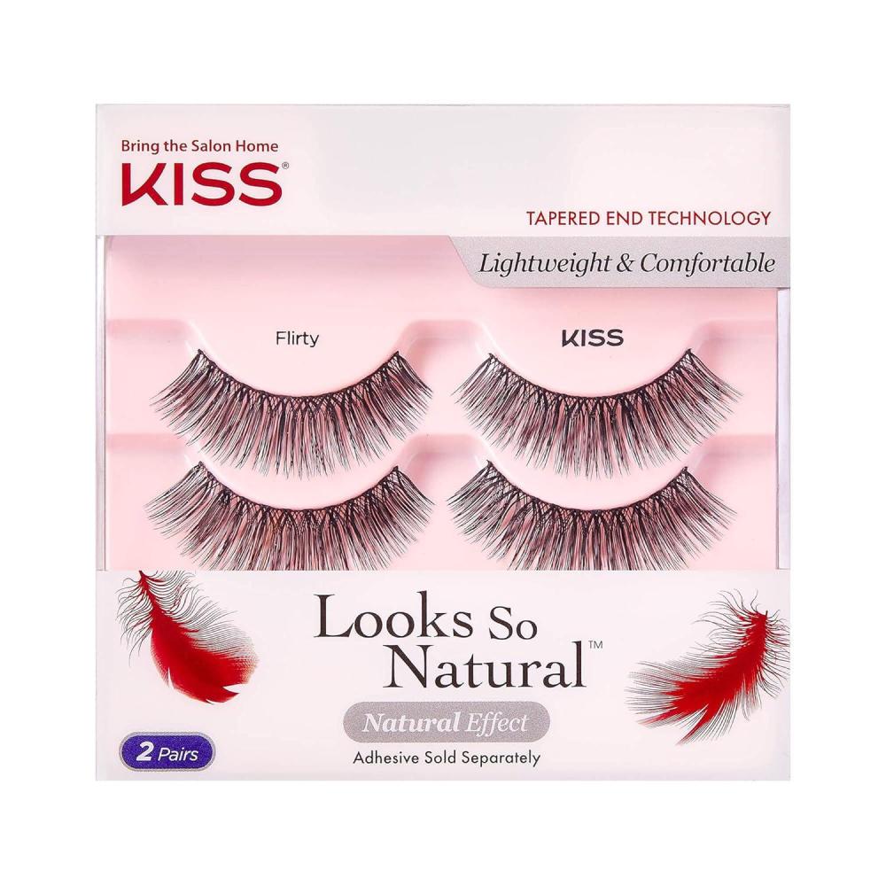 imageKISS Looks So Natural False Eyelashes Double Pack Lightweight ampamp Comfortable Tapered End Technology Reusable CrueltyFree Contact Lens Friendly Style Flir 4 Count Pack of 1 Fake EyelashesFlir