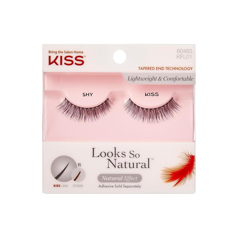 imageKISS Looks So Natural False Eyelashes Shy 14mm Includes 1 Pair Of Lash Easy to Apply Reusable Lash ClustersBlack