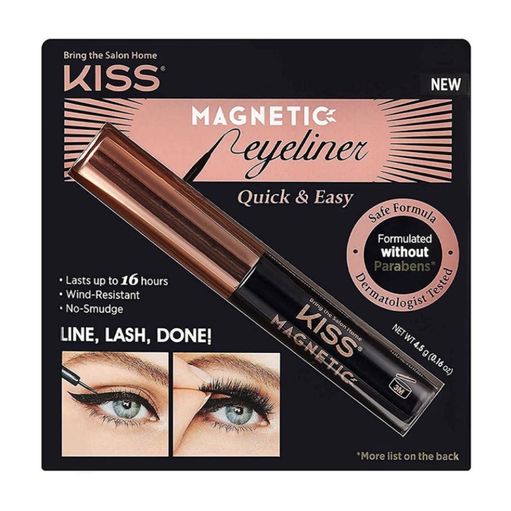 imageKISS Magnetic Lash 01 Synthetic False Eyelashes with Magnets Under and Over Your Upper Lashes No Glue Needed Lightweight Reusable Contact Lens Friendly Cruelty Free with Lash Applicator 1 PairMagnetic Eyeliner