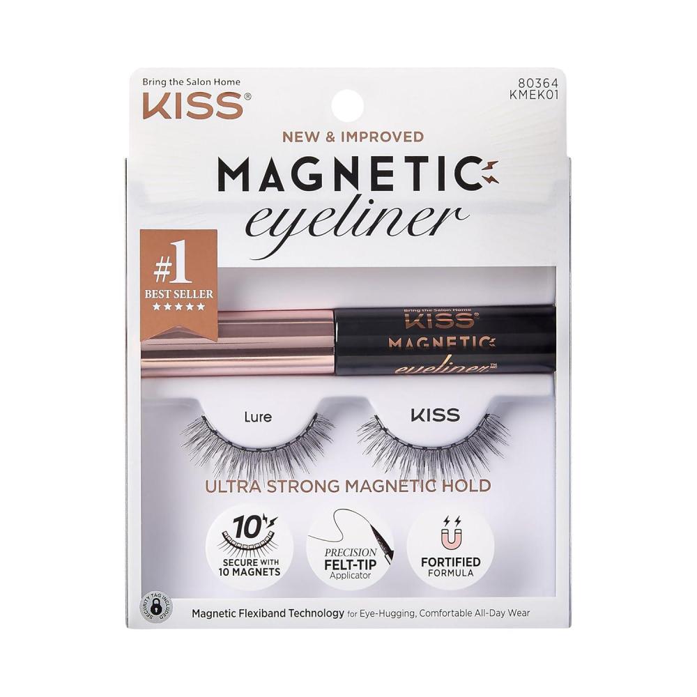 imageKISS Magnetic Lash 01 Synthetic False Eyelashes with Magnets Under and Over Your Upper Lashes No Glue Needed Lightweight Reusable Contact Lens Friendly Cruelty Free with Lash Applicator 1 PairLure