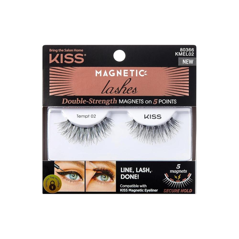 imageKISS Magnetic Lash 01 Synthetic False Eyelashes with Magnets Under and Over Your Upper Lashes No Glue Needed Lightweight Reusable Contact Lens Friendly Cruelty Free with Lash Applicator 1 PairTempt
