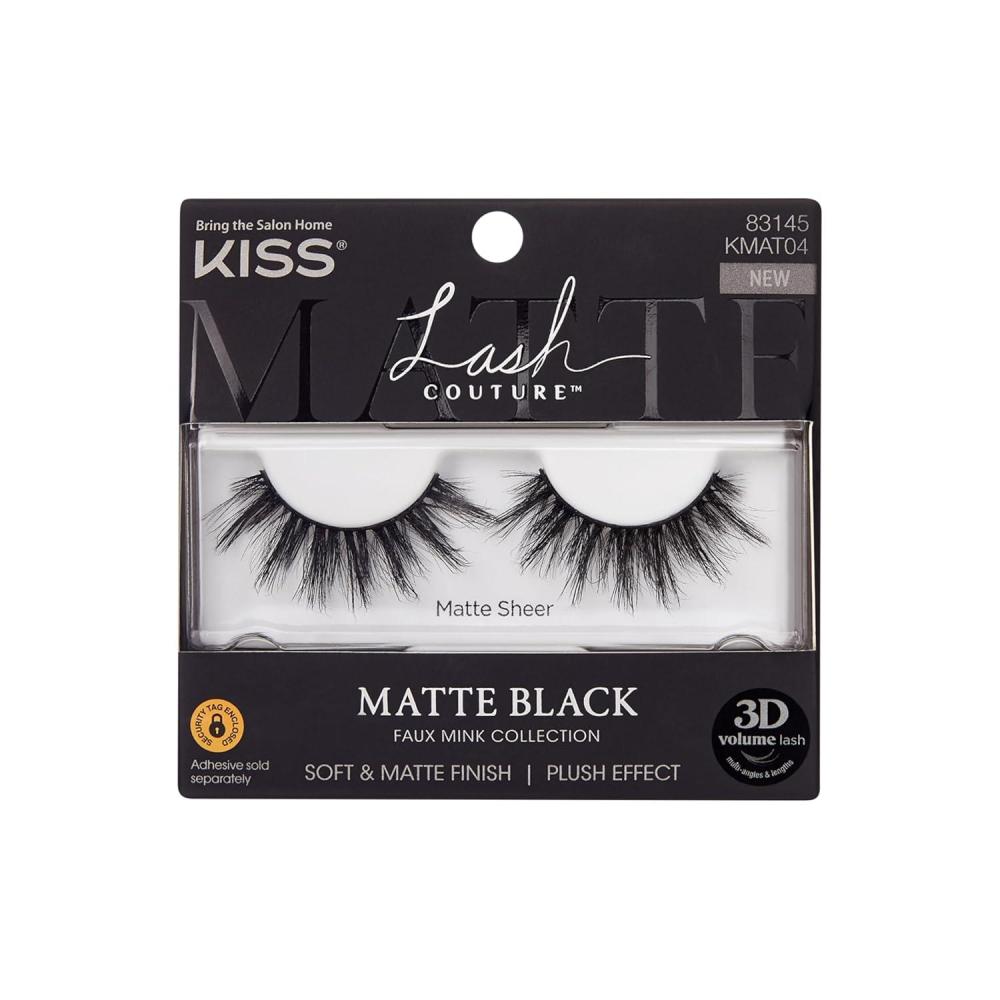 imageKISS Matte Black False Eyelashes Matte Sheer 16mm Includes 1 Pair Of Lash Easy to Apply Reusable Lash Clusters