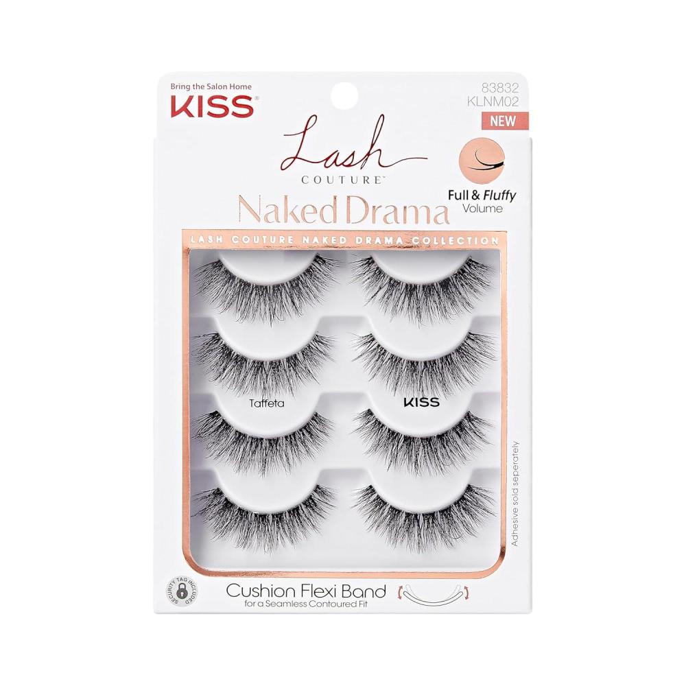 imageKISS Naked Drama False Eyelashes Multipack Taffeta 14mm Includes 4 Pairs Of Lashes Easy to Apply Reusable Lash Clusters4 pair Pack of 1
