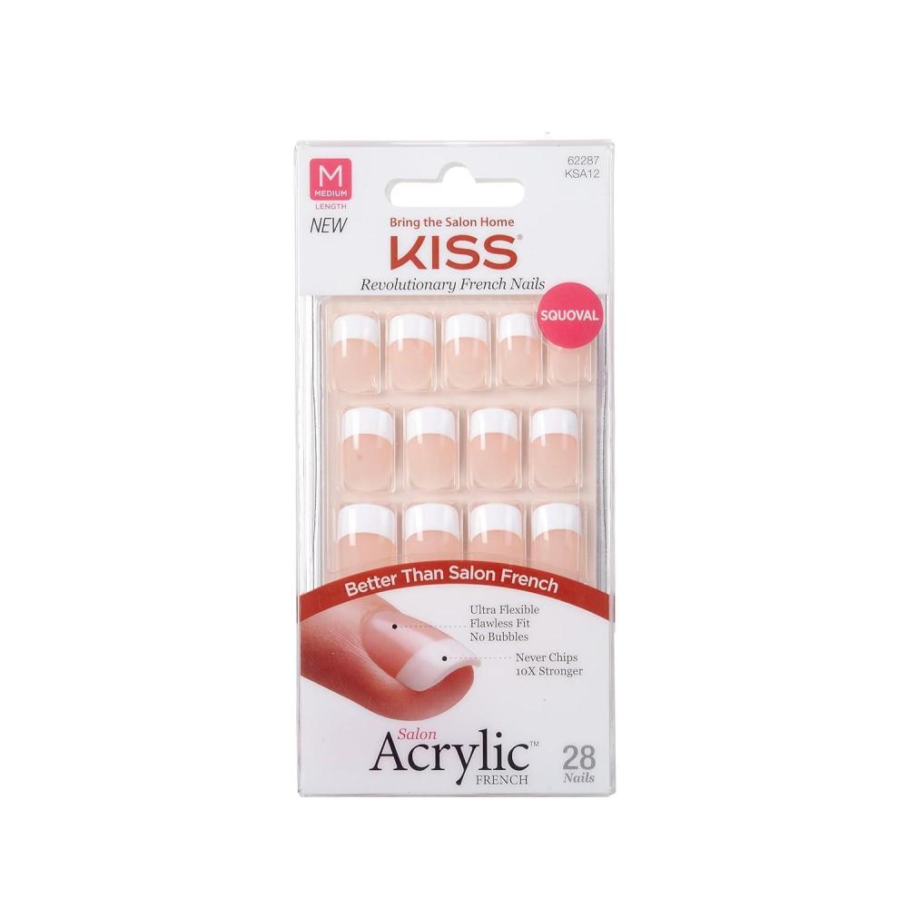imageKISS Salon Acrylic Press On Nails Nail glue included Sugar Rush French Medium Size Square Shape Includes 28 Nails 2g Glue 1 Manicure Stick 1 Mini FileRumour Mill
