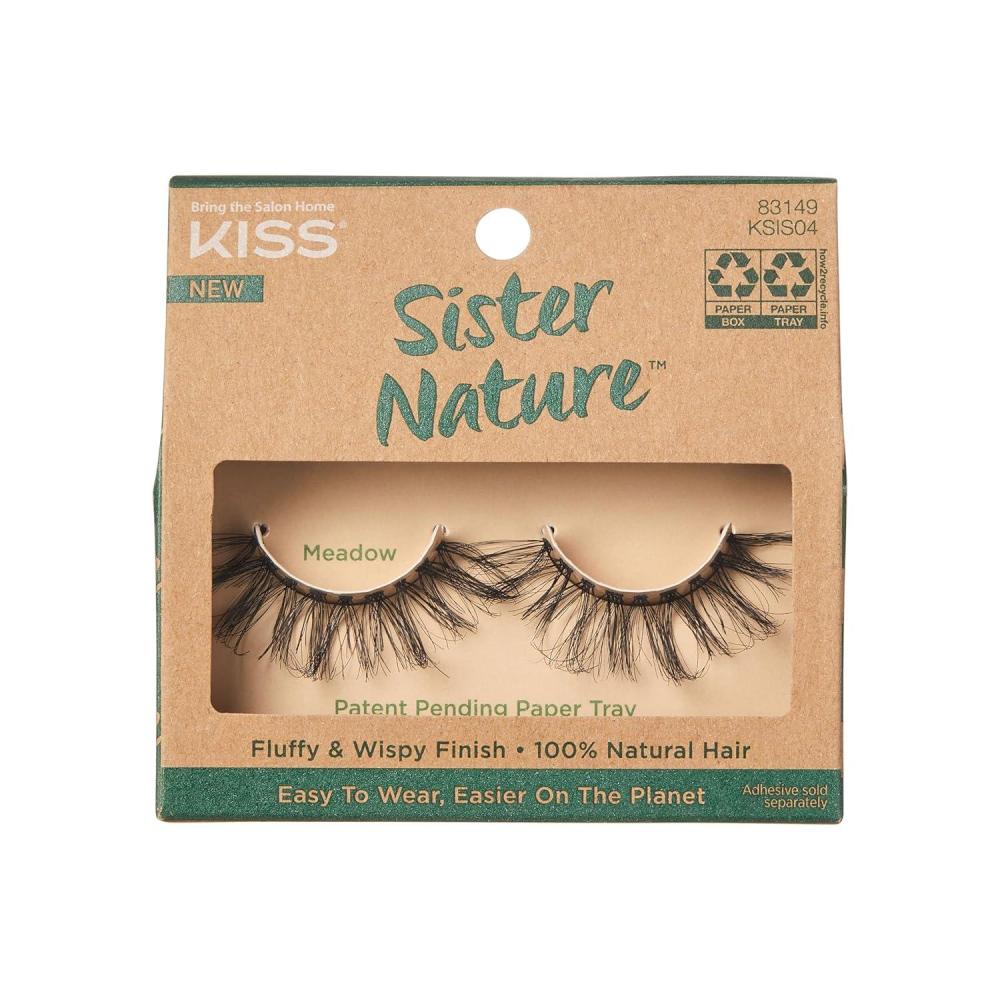 imageKISS Sister Nature False Eyelashes Sage 12 mm 100 Natural Hair Recyclable Paper Box Printed with Soy Ink Cruelty Free Vegan Includes 1 Pair of Reusable Strip LashesMeadow