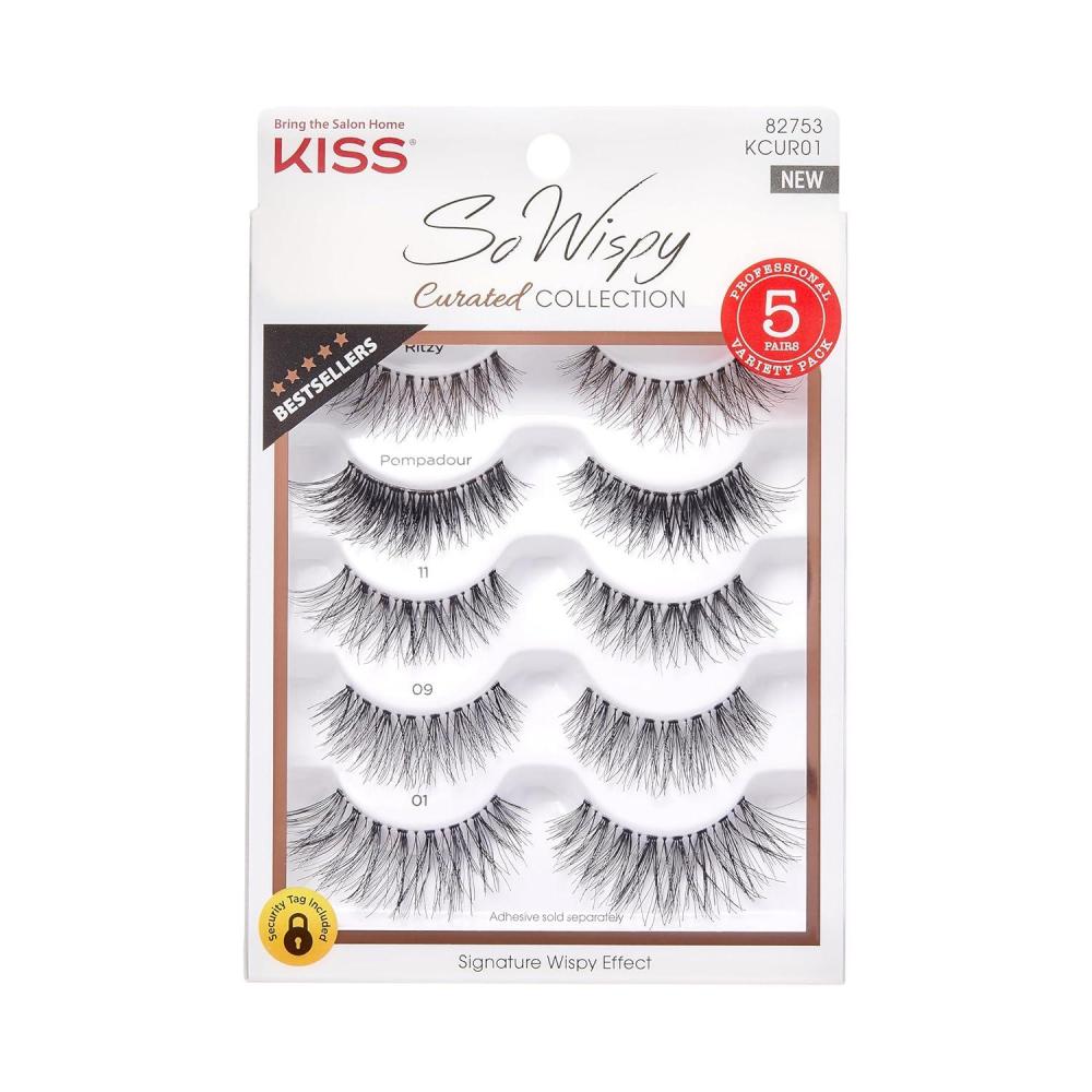 imageKISS So Wispy Curated Collection of Bestselling False Eyelash Styles Multipack Volume ampamp Curl Lash Extensions Look Signature Wispy Effect Cruelty Free Reusable Contact Lens Friendly 5PairSo Wispy Variety
