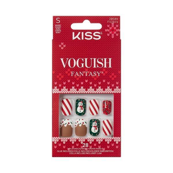 imageKISS Voguish Fantasy Holiday Press On Nails Merry Magic Navy Medium Oval No Damage To Natural Nails Pink Gel Nail Glue 2g Mini Nail File Manicure Stick ampamp 28 Fake NailsSnow Pops
