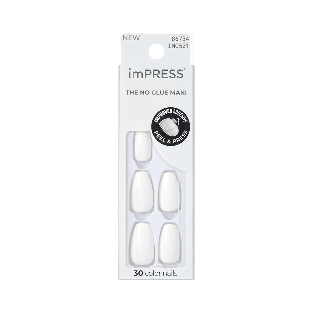 imageKISS imPRESS Color PressOn Nails PolishFree Manicure Set Frosting 30 ChipProof SmudgeProof Fake NailsNude