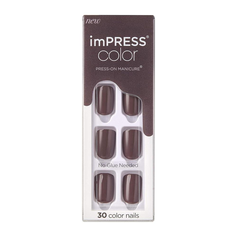 imageKISS imPRESS Color PressOn Nails PolishFree Manicure Set Frosting 30 ChipProof SmudgeProof Fake NailsTry Gray