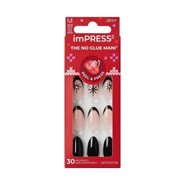 imageKISS imPRESS Holiday Press On Nails Be Merry Pink Short Oval 3D Effect Improved Super Hold Adhesive 30 Fake Nails Prep Pad Mini Nail File ampamp Manicure StickMy Only Wish