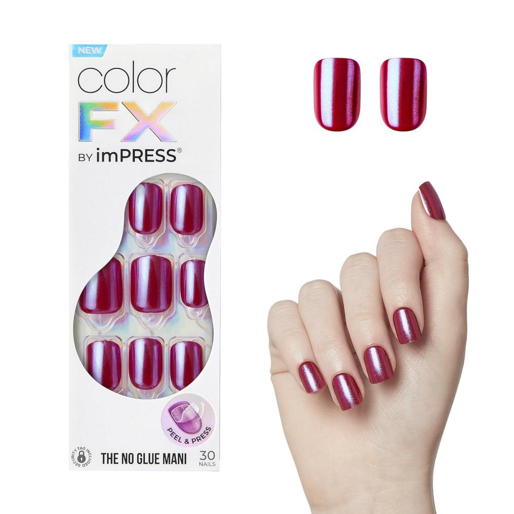 imageKISS imPRESS No Glue Mani Press On Nails Color FX Satellite Light Pink Short Size Squoval Shape Includes 30 Nails Prep Pad Instructions Sheet 1 Manicure Stick 1 Mini FileThis City
