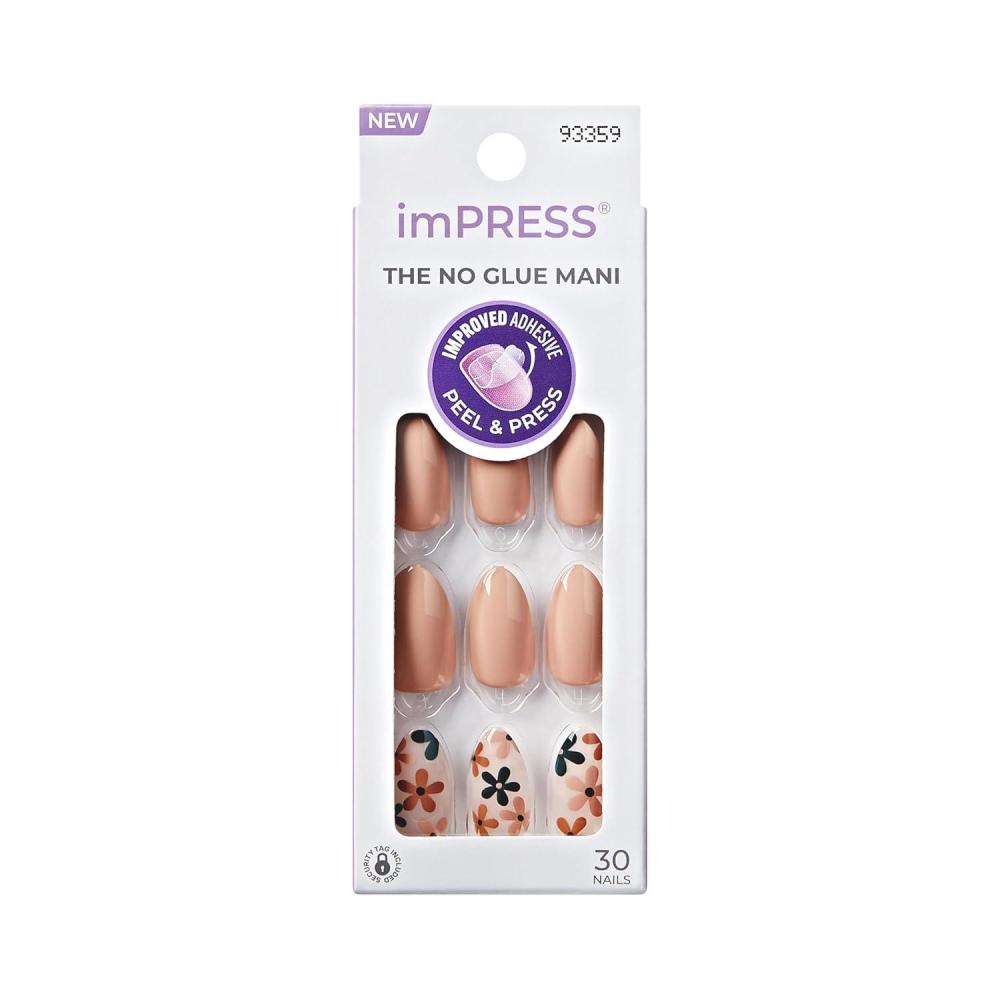 imageKISS imPRESS No Glue Mani Press On Nails Design As It Was Neutralgreen Medium Size Almond Shape Includes 30 Nails Prep Pad Instructions Sheet 1 Manicure Stick 1 Mini File