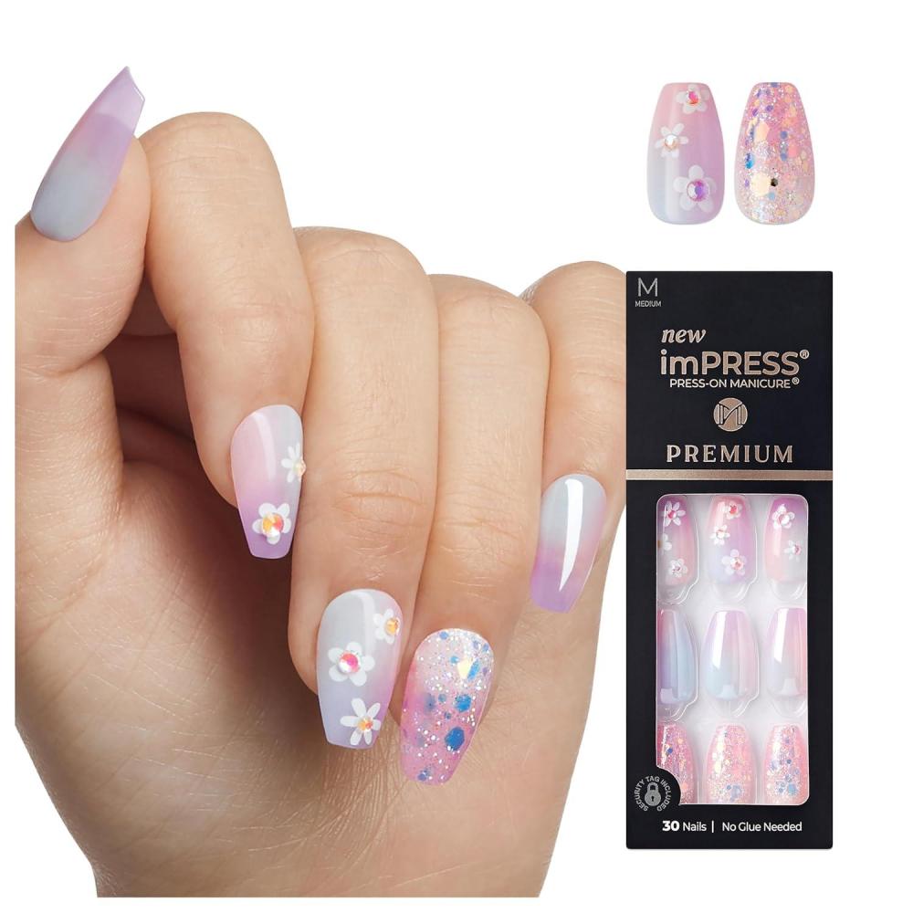 imageKISS imPRESS No Glue Mani Press On Nails Premium Best Life Blue Medium Size Almond Shape Includes 30 Nails Prep Pad Instructions Sheet 1 Manicure Stick 1 Mini FilePortal