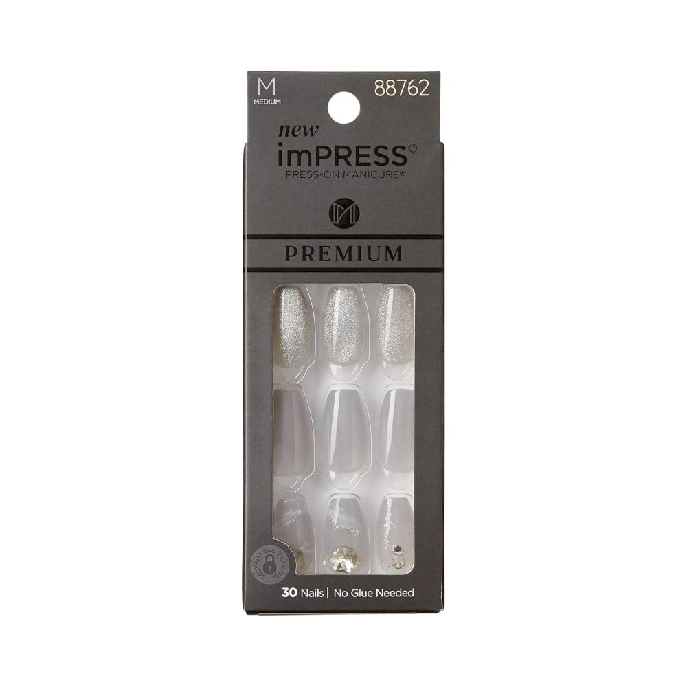 imageKISS imPRESS No Glue Mani Press On Nails Premium Best Life Blue Medium Size Almond Shape Includes 30 Nails Prep Pad Instructions Sheet 1 Manicure Stick 1 Mini FileLegacy
