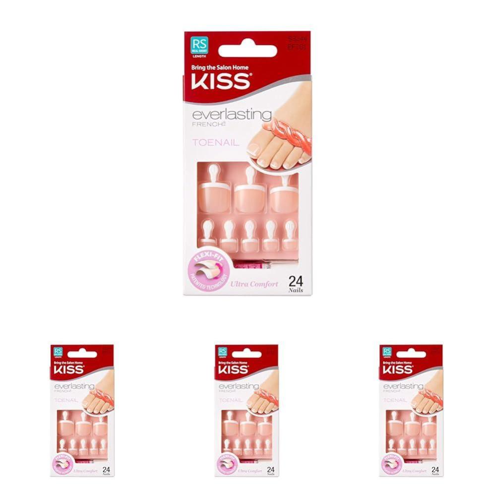 imageKiss Everlasting French Nail Manicure ChipFree FlexiFit Technology Real Short quotString of Pearlsquot Nail Kit with Pink Nail Glue Net Wt 2g  007oz Mini File Manicure Stick and 28 Fake Nails1 Count Pack of 96