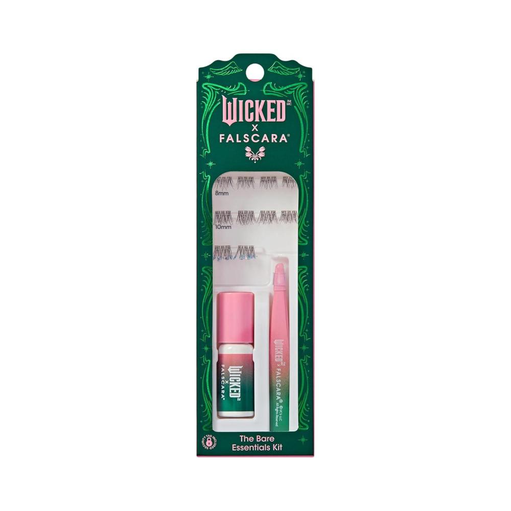imageWICKED X FALSCARA False Eyelashes Lash Extension Kit Normal is Overrated 10 Lash Clusters 8mm10mm Medium Volume Yellow ampamp Purple Glitter Mini Bond Green ampamp Pink Mini ApplicatorShimmering Shine