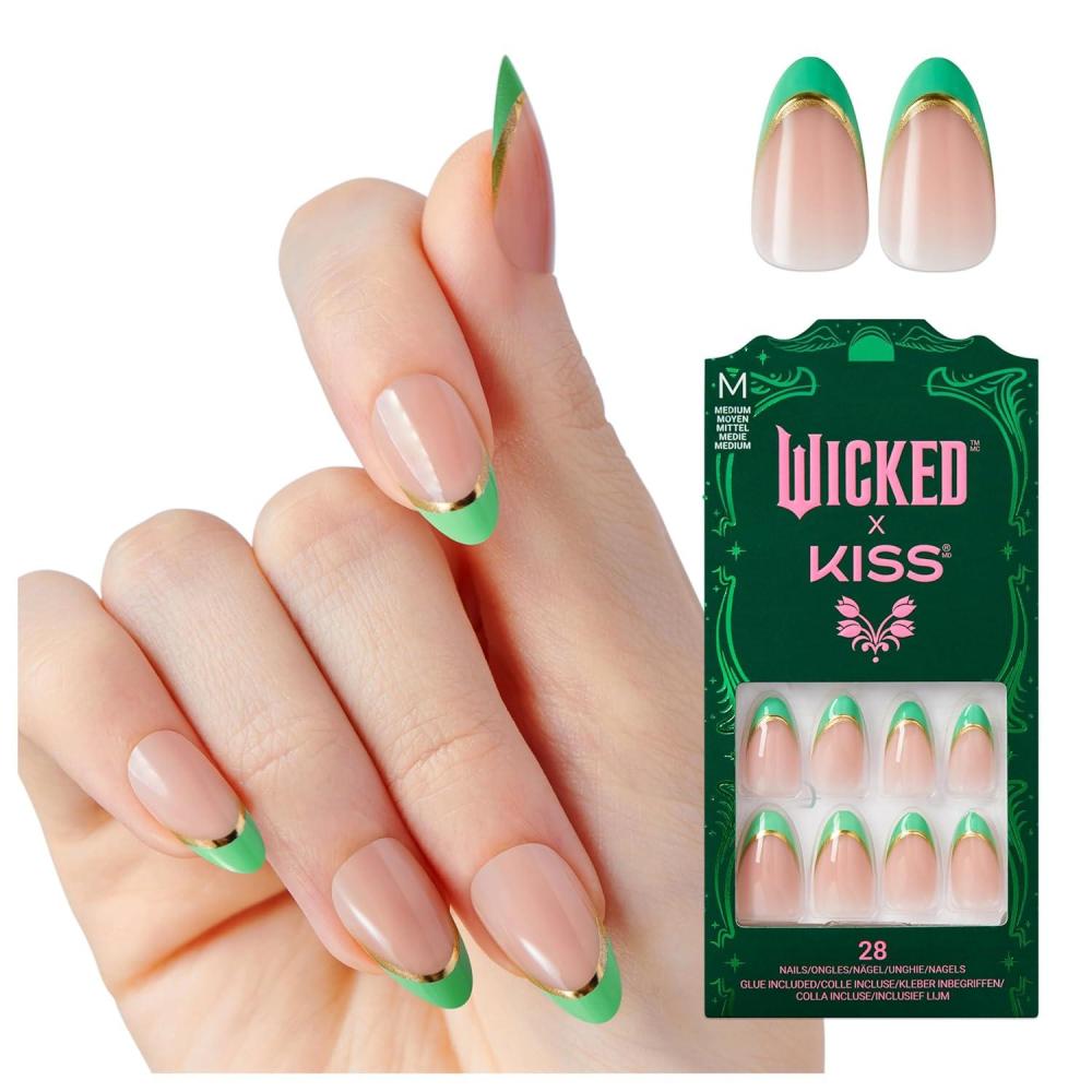 imageWICKED X KISS Press On Nails Bloom in Land Pink Medium Oval Waterproof Chip Proof Smudge Proof 28 Fake Nails Pink Gel Nail Glue 2g Mini Nail File ampamp Manicure StickThrillifying