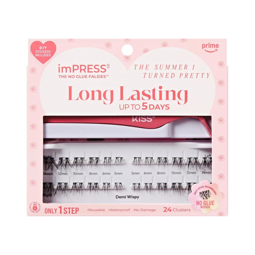 imageimPRESS  The Summer I Turned Pretty Long Lasting Self Adhesive Eyelashes Demi Bold 24 Medium Volume Press On Lash Clusters 5mm14mm NonStick Applicator Bonus Stickers Reusable CaseDemi Wispy