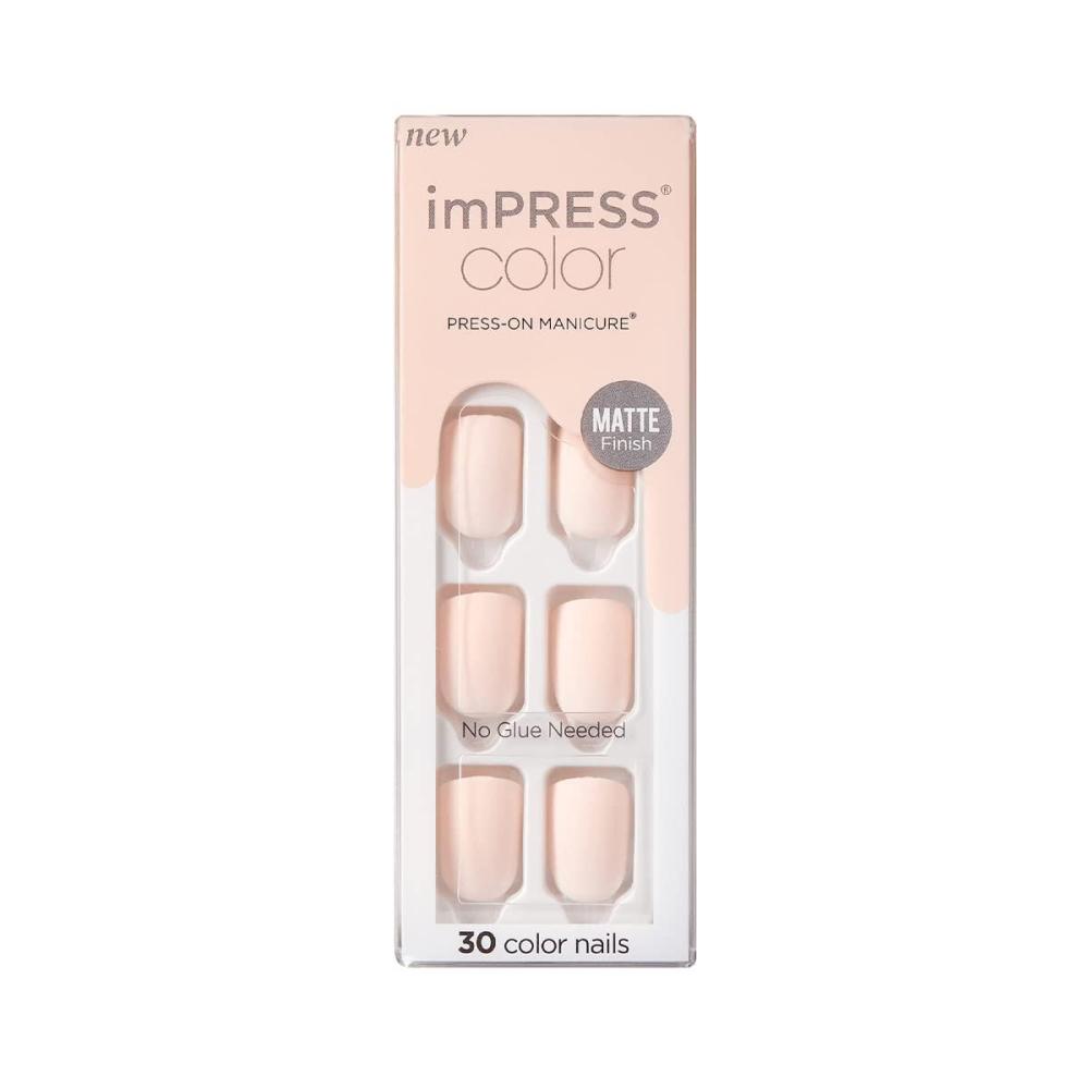 imageimPRESS KISS Color PressOn Manicure Fake Nails Lovely Short Length Matte PolishFree Solid Color Mani Includes Prep Pad Mini File Manicure Stick and 30 Fake Nails