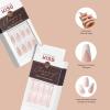 KISS Classy French Nail Manicure Kit with Gel Finish,Medium,Coffin Shaped,Includes Pink Nail Glue (Net Wt. 2 g / 0.07oz.),Mini Nail File,Manicure Stick, 28 Fake Nails,Cozy Meets Cute,28 Count(Be-You-Tiful)