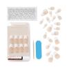 KISS Salon Acrylic Press On Nails, Nail glue included, ‘Sugar Rush’, French, Medium Size, Square Shape, Includes 28 Nails, 2g Glue, 1 Manicure Stick, 1 Mini File(Je T’aime)