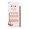 KISS Salon Acrylic Press On Nails, Nail glue included, ‘Sugar Rush’, French, Medium Size, Square Shape, Includes 28 Nails, 2g Glue, 1 Manicure Stick, 1 Mini File(Je T’aime)