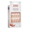 KISS Salon Acrylic Press On Nails, Nail glue included, ‘Sugar Rush’, French, Medium Size, Square Shape, Includes 28 Nails, 2g Glue, 1 Manicure Stick, 1 Mini File(Je T’aime)