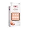 KISS Salon Acrylic Press On Nails, Nail glue included, ‘Sugar Rush’, French, Medium Size, Square Shape, Includes 28 Nails, 2g Glue, 1 Manicure Stick, 1 Mini File(Bounjour)