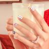 KISS Voguish Fantasy Holiday Press On Nails, ‘Merry Magic’, Navy, Medium Oval, No Damage To Natural Nails, Pink Gel Nail Glue (2g), Mini Nail File, Manicure Stick, & 28 Fake Nails(Snow Much Fun)