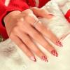 KISS Voguish Fantasy Holiday Press On Nails, ‘Merry Magic’, Navy, Medium Oval, No Damage To Natural Nails, Pink Gel Nail Glue (2g), Mini Nail File, Manicure Stick, & 28 Fake Nails(One More Kiss)