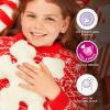 KISS imPRESS Mini Holiday Press On Nails for Kids, ‘Cozy’, Red, Child Size, Squoval Shaped, Mess-Free, Mom Approved, Non-Toxic, Breakaway Application Tabs, Nail File, 20 Fake Nails(Snow Angel)