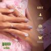 WICKED X KISS Press On Nails, ‘Bloom in Land’, Pink, Medium Oval, Waterproof, Chip Proof, Smudge Proof, 28 Fake Nails, Pink Gel Nail Glue (2g), Mini Nail File, & Manicure Stick(Ozdust)