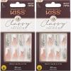 KISS Classy, Press On Nails, Nail glue included, ‘On Stage’, Off white, Short Size, Oval Shape, Includes 30 Nails, 2g Glue, 1 Manicure Stick, 1 Mini file(Long (Pack of 2))