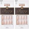 KISS Classy, Press On Nails, Nail glue included, ‘Players’, White, Short Size, Oval Shape, Includes 28 Nails, 2g glue, 1 Manicure Stick, 1 Mini File(Medium (Pack of 2))