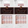 KISS Classy, Press On Nails, Nail glue included, ‘Players’, White, Short Size, Oval Shape, Includes 28 Nails, 2g glue, 1 Manicure Stick, 1 Mini File(Short (Pack of 2))