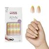 KISS Salon Acrylic, Press On Nails, Nail glue included, ‘Squared’, Light Pink, Medium Size, Coffin Shape, Includes 28 Nails, 2G Glue, 1 Manicure Stick, 1 Mini File(Neon Yellow)